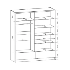 Garnero Arredamenti Armadio Ante A Specchio|Armadio Ante Scorrevoli-Armadio 184x214h cm 2 ante con specchio bianco lucido Jeki Gihome®