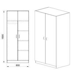 Garnero Arredamenti Armadio Cameretta|Armadio Ante Battenti-Armadio 80x191h cm 2 ante design Leopardi Noce