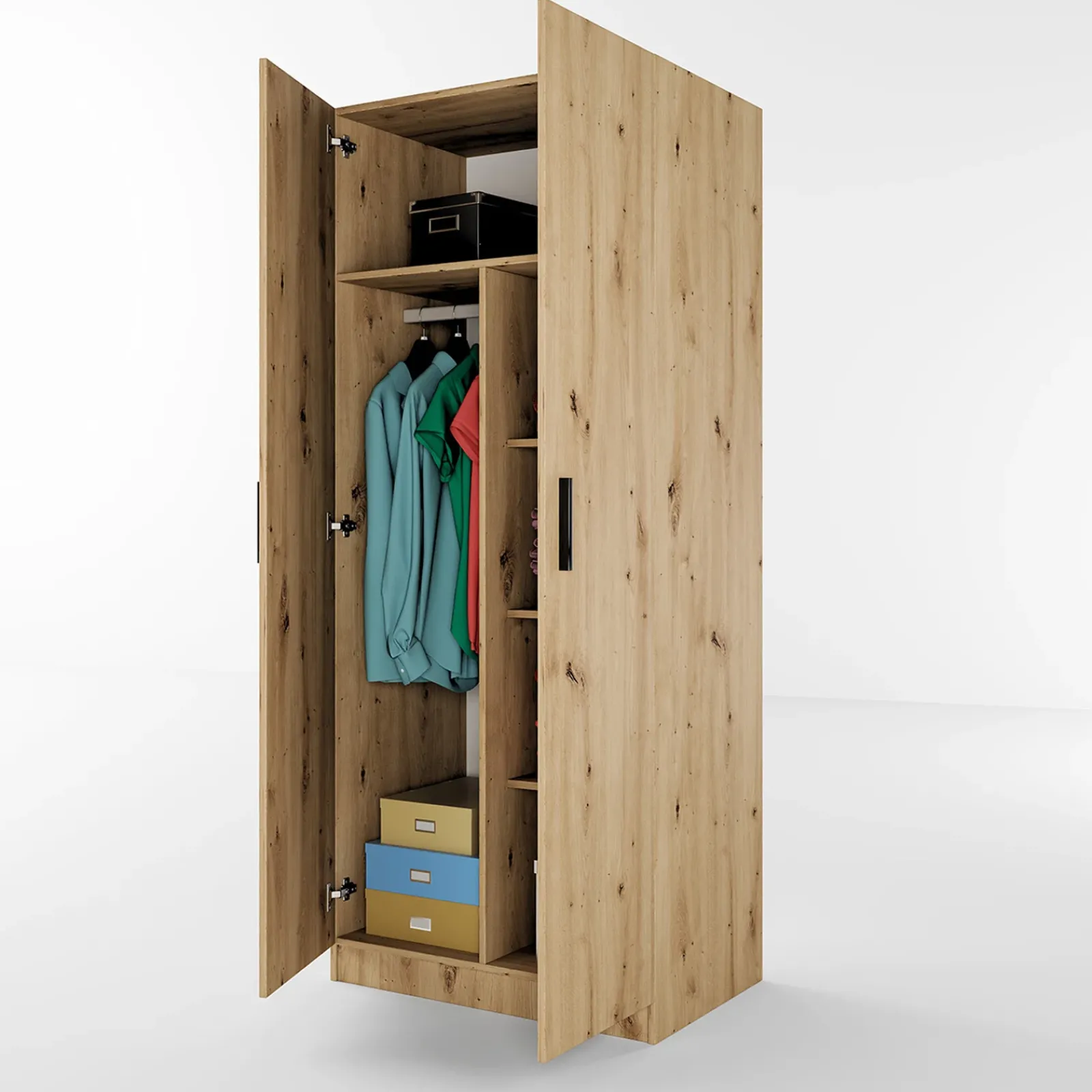 Garnero Arredamenti Armadio Cameretta|Armadio Ante Battenti-Armadio 80x191h cm 2 ante design Leopardi Rovere Rustico