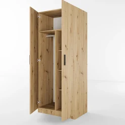 Garnero Arredamenti Armadio Cameretta|Armadio Ante Battenti-Armadio 80x191h cm 2 ante design Leopardi Rovere Rustico