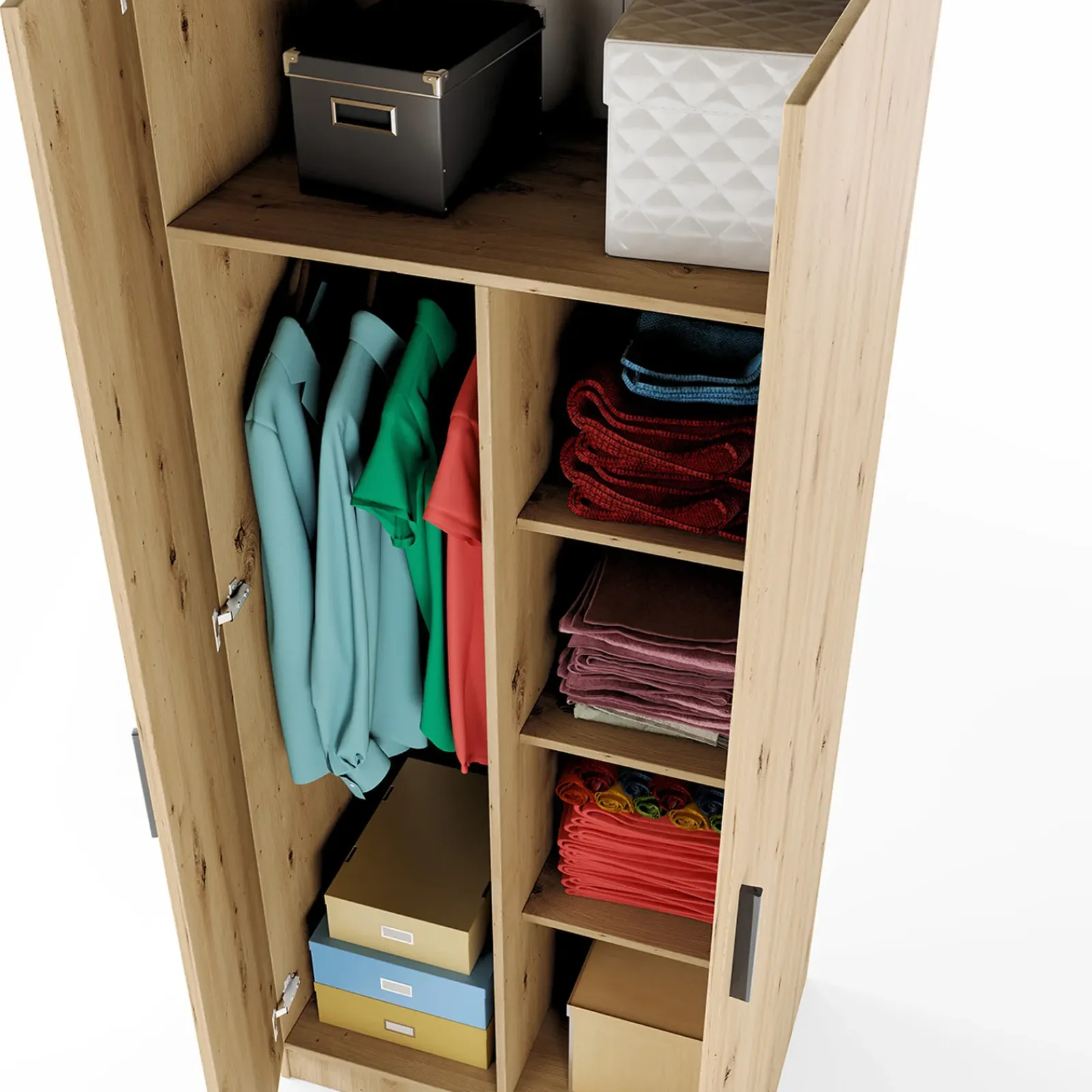 Garnero Arredamenti Armadio Cameretta|Armadio Ante Battenti-Armadio 80x191h cm 2 ante design Leopardi Rovere Rustico