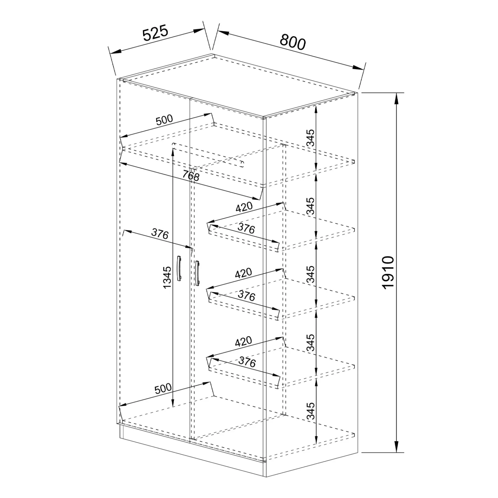 Garnero Arredamenti Armadio Cameretta|Armadio Ante Battenti-Armadio 80x191h cm 2 ante design Leopardi Rovere Rustico
