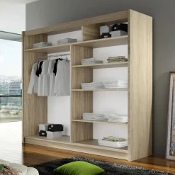 Garnero Arredamenti Armadio Ante Scorrevoli|Guardaroba-Armadio 180x215h cm 2 ante design moderno scorrevoli Aisha Rovere