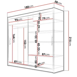 Garnero Arredamenti Armadio Ante Scorrevoli|Guardaroba-Armadio 180x215h cm 2 ante design moderno scorrevoli Aisha Rovere
