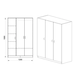 Garnero Arredamenti Armadio Cameretta|Armadio Ante Battenti-Armadio 120x190h cm 3 ante design Rodari Noce