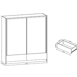 Garnero Arredamenti Armadio Ante A Specchio|Armadio Ante Scorrevoli-Armadio 204x214h cm 2 ante e 2 cassetti con specchio bianco lucido Tom Gihome®