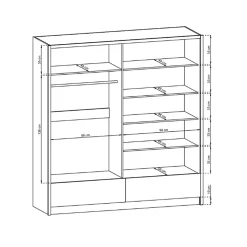 Garnero Arredamenti Armadio Ante A Specchio|Armadio Ante Scorrevoli-Armadio 204x214h cm 2 ante e 2 cassetti con specchio bianco lucido Tom Gihome®