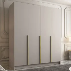 Garnero Arredamenti Armadio Ante Battenti|Guardaroba-Armadio 200x215h cm 4 ante moderno beige oro Glammy 4 Beige - Oro