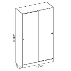 Garnero Arredamenti Armadio Cameretta|Armadio Ante Scorrevoli-Armadio 120x204h cm 2 ante moderno scorrevoli Royal Rovere