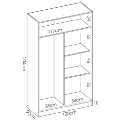 Garnero Arredamenti Armadio Cameretta|Armadio Ante Scorrevoli-Armadio 120x204h cm 2 ante moderno scorrevoli Royal Rovere