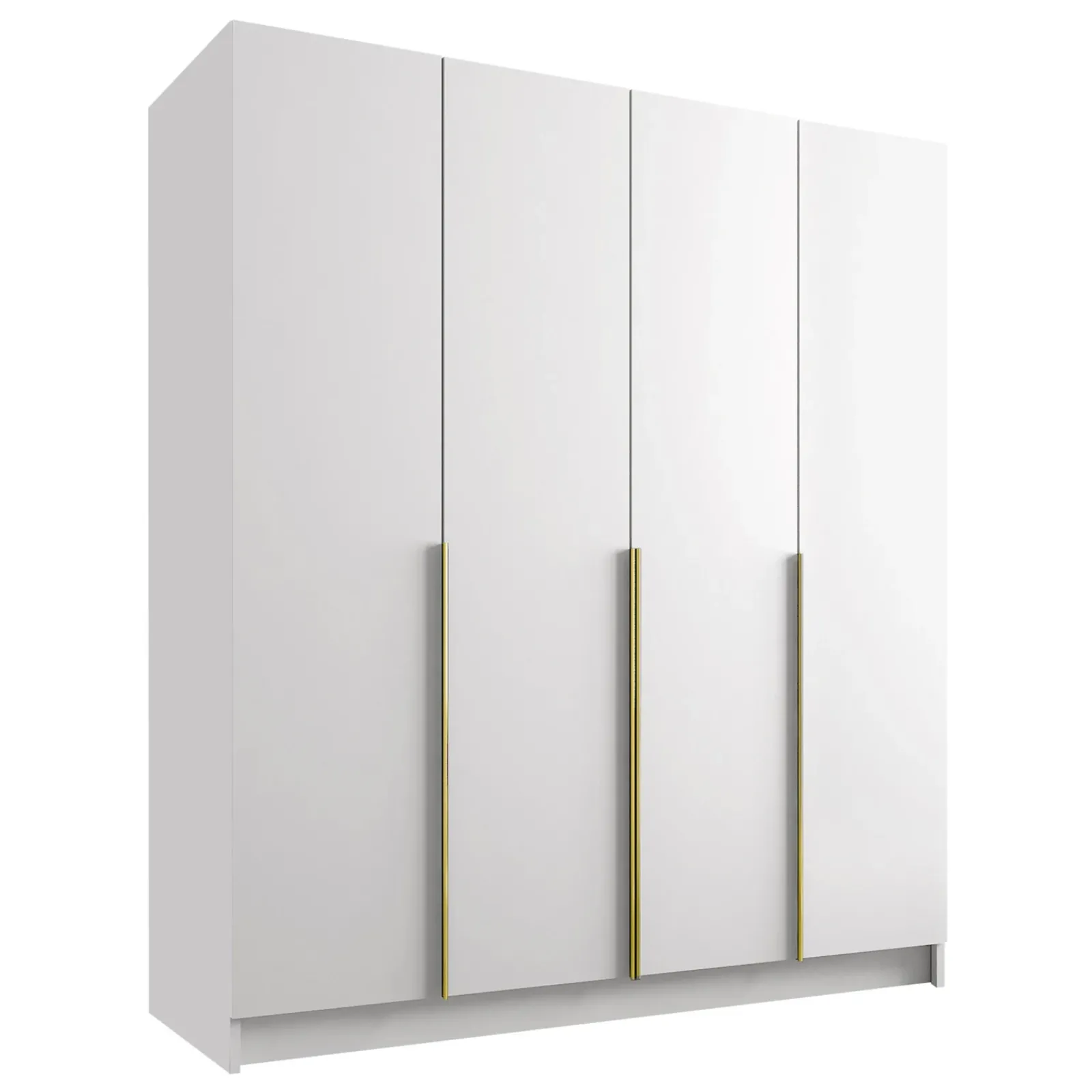 Garnero Arredamenti Armadio Ante Battenti|Guardaroba-Armadio 200x215h cm 4 ante moderno bianco oro Glammy 4 Bianco Opaco - Oro