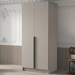 Garnero Arredamenti Armadio Cameretta|Armadio Ante Battenti-Armadio 100x215h cm 2 ante moderno beige nero Glammy 2 Beige - Nero