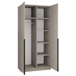 Garnero Arredamenti Armadio Cameretta|Armadio Ante Battenti-Armadio 100x215h cm 2 ante moderno beige nero Glammy 2 Beige - Nero