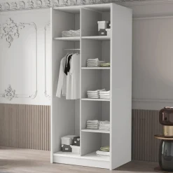 Garnero Arredamenti Armadio Cameretta|Armadio Ante Battenti-Armadio 100x215h cm 2 ante moderno bianco oro Glammy 2 Bianco Opaco - Oro