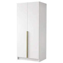 Garnero Arredamenti Armadio Cameretta|Armadio Ante Battenti-Armadio 100x215h cm 2 ante moderno bianco oro Glammy 2 Bianco Opaco - Oro