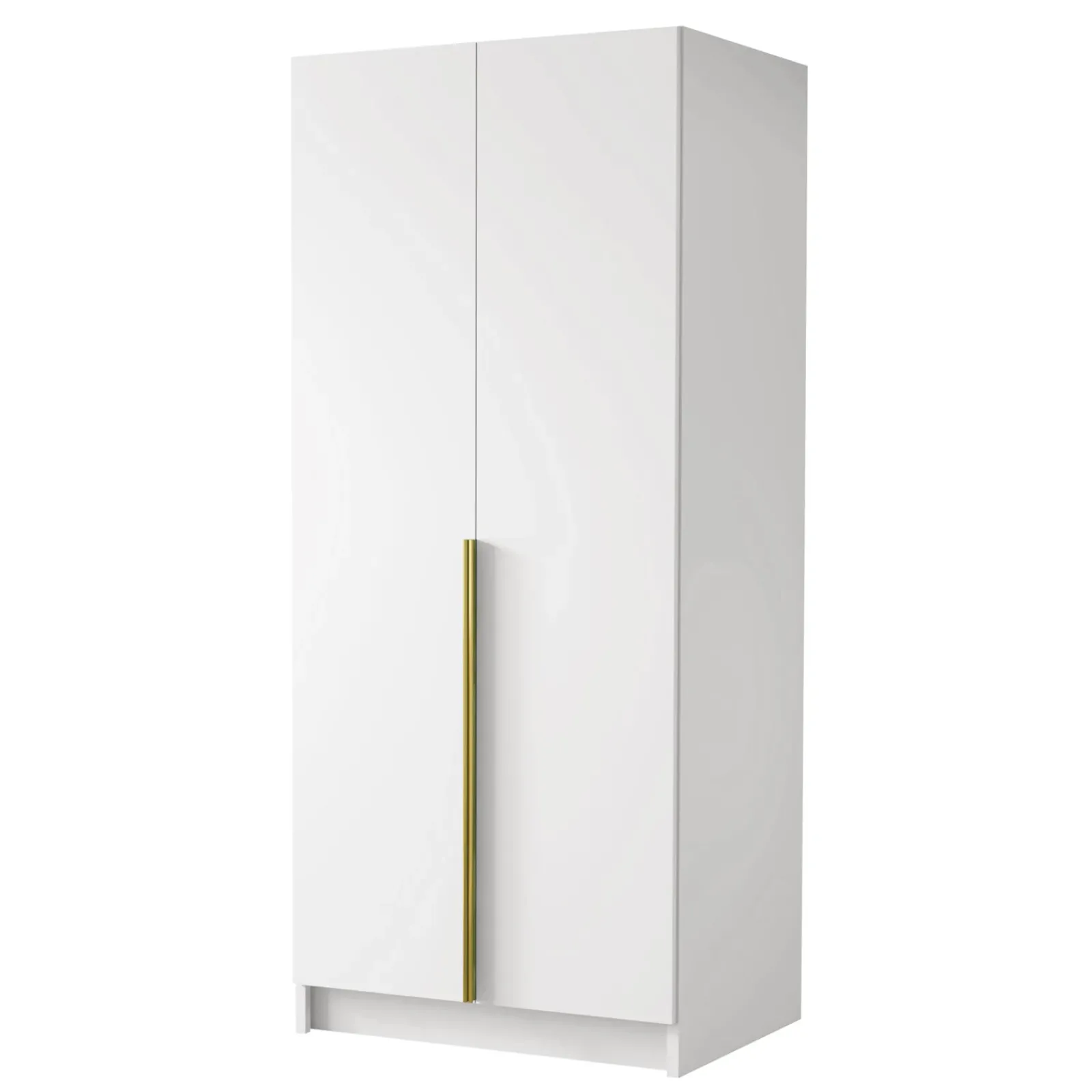 Garnero Arredamenti Armadio Cameretta|Armadio Ante Battenti-Armadio 100x215h cm 2 ante moderno bianco oro Glammy 2 Bianco Opaco - Oro