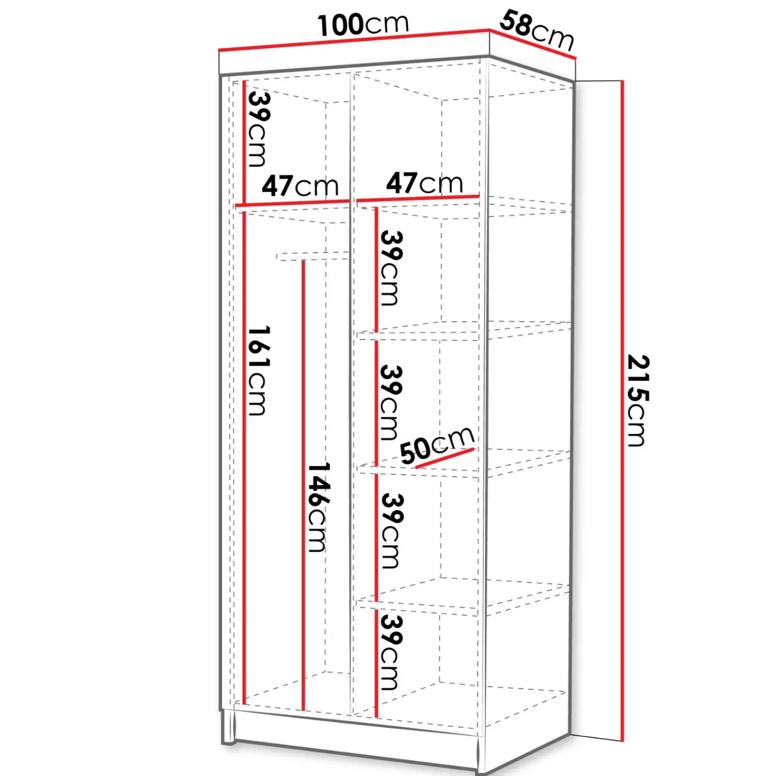 Garnero Arredamenti Armadio Cameretta|Armadio Ante Battenti-Armadio 100x215h cm 2 ante moderno bianco oro Glammy 2 Bianco Opaco - Oro