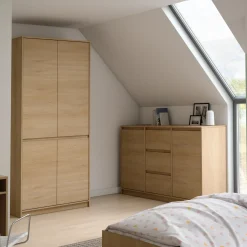 Garnero Arredamenti Armadio Cameretta|Armadio Ante Battenti-Armadio 91x198h cm 4 ante moderno rovere Funny