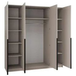 Garnero Arredamenti Armadio Ante Battenti|Guardaroba-Armadio 200x215h cm 4 ante moderno beige nero Glammy 4 Beige - Nero