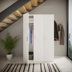 Garnero Arredamenti Armadio Cameretta|Armadio Ante Battenti-Armadio 116x176h cm 3 ante moderno bianco opaco Light Gihome®
