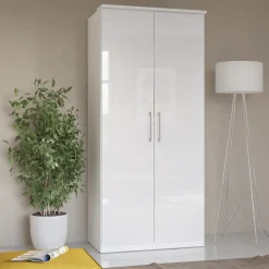 Garnero Arredamenti Armadio Ante Battenti|Guardaroba-Armadio 90x217h cm 2 ante moderno bianco opaco e lucido Naper