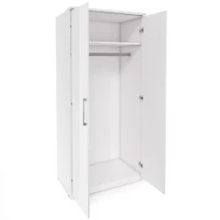 Garnero Arredamenti Armadio Ante Battenti|Guardaroba-Armadio 90x217h cm 2 ante moderno bianco opaco e lucido Naper