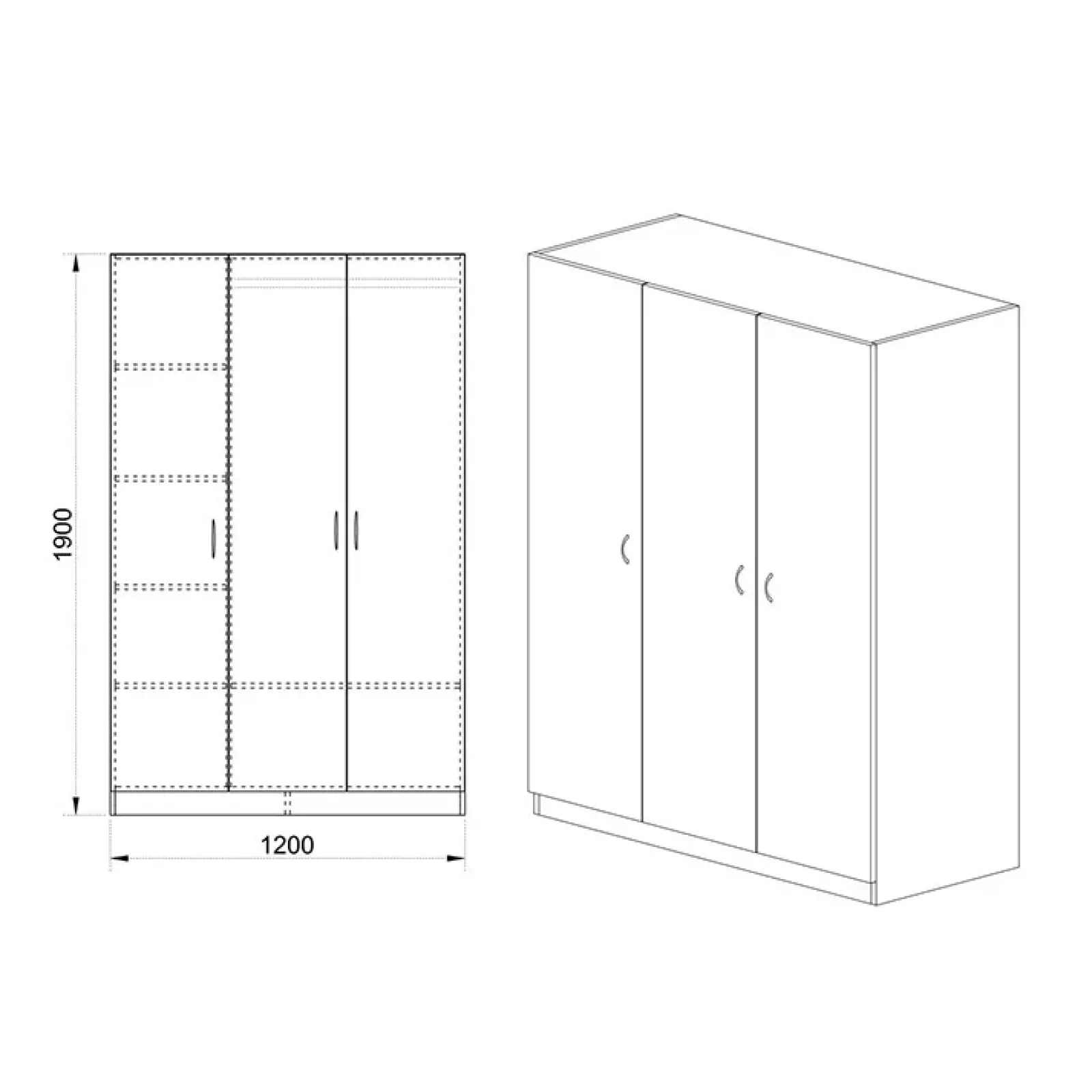 Garnero Arredamenti Armadio Cameretta|Armadio Ante Battenti-Armadio 120x190h cm 3 ante moderno sonoma Rodari Rovere