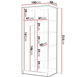 Garnero Arredamenti Armadio Cameretta|Armadio Ante Battenti-Armadio 100x215h cm 2 ante moderno nero Glammy 2 Nero Opaco - Nero