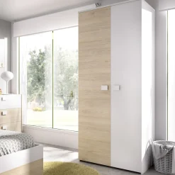 Garnero Arredamenti Armadio Cameretta|Armadio Ante Battenti-Armadio 90x205h cm 2 ante moderno rovere bianco Cairo