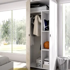 Garnero Arredamenti Armadio Cameretta|Armadio Ante Battenti-Armadio 90x205h cm 2 ante moderno rovere bianco Cairo