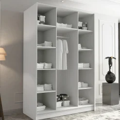 Garnero Arredamenti Armadio Cameretta|Armadio Ante Battenti-Armadio 150x215h cm 3 ante moderno bianco oro Glammy 3 Bianco Opaco - Oro