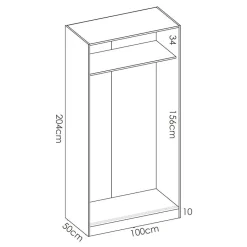 Garnero Arredamenti Armadio Cameretta|Armadio Ante Scorrevoli-Armadio 100x204h cm 2 ante moderno scorrevoli Royal Rovere