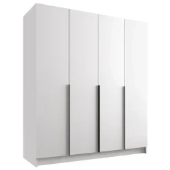 Garnero Arredamenti Armadio Ante Battenti|Guardaroba-Armadio 200x215h cm 4 ante moderno bianco nero Glammy 4 Bianco Opaco - Nero