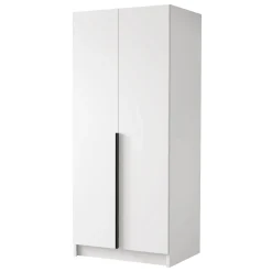 Garnero Arredamenti Armadio Cameretta|Armadio Ante Battenti-Armadio 100x215h cm 2 ante moderno bianco nero Glammy 2 Bianco Opaco - Nero