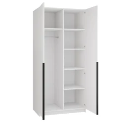 Garnero Arredamenti Armadio Cameretta|Armadio Ante Battenti-Armadio 100x215h cm 2 ante moderno bianco nero Glammy 2 Bianco Opaco - Nero