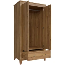 Garnero Arredamenti Armadio Ante Battenti|Guardaroba-Armadio 102x202h cm 2 ante rovere scuro Lucca