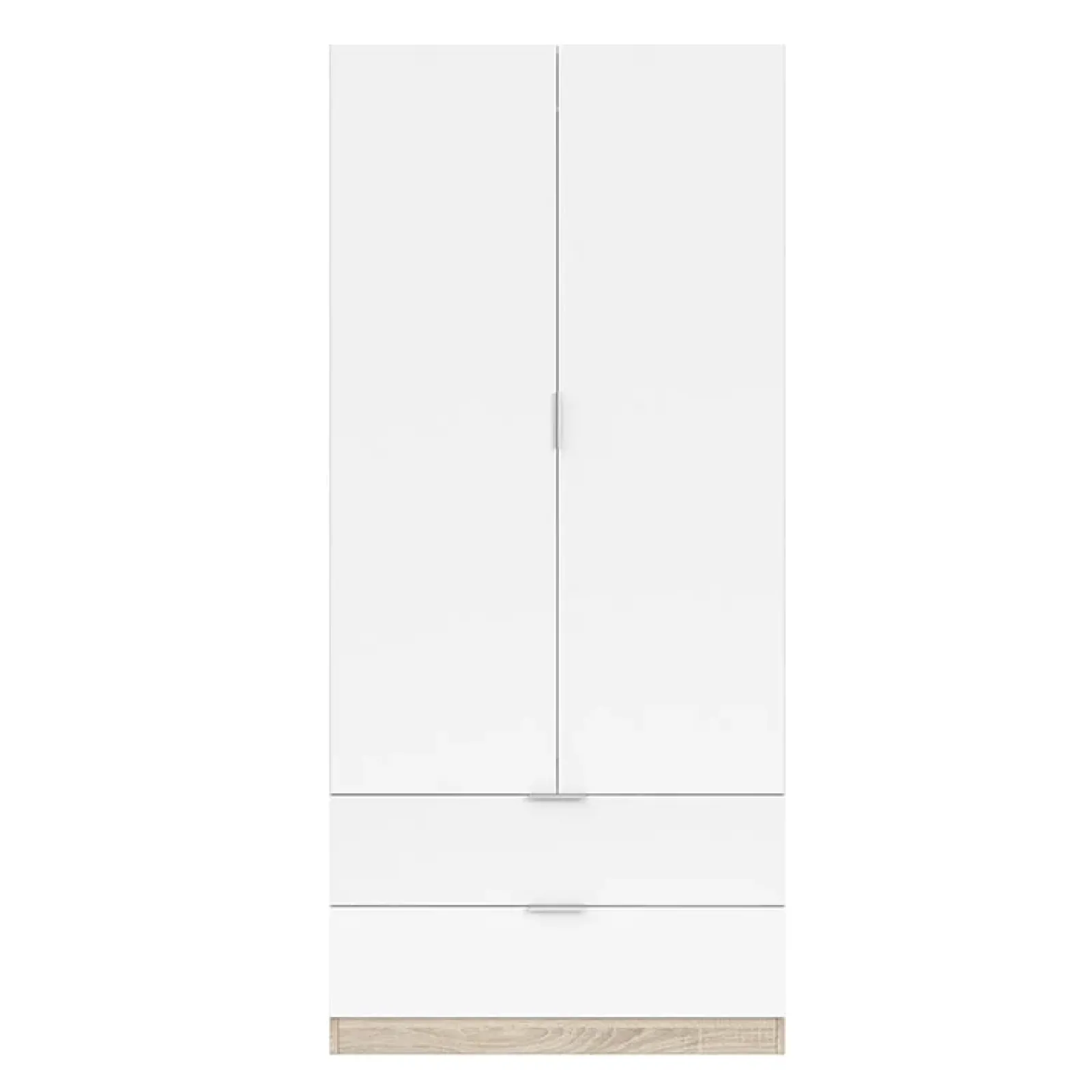 Garnero Arredamenti Armadio Cameretta|Armadio Ante Battenti-Armadio 82x180h cm 2 ante rovere bianco opaco 2 cassetti Abbey