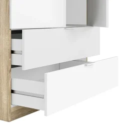 Garnero Arredamenti Armadio Cameretta|Armadio Ante Battenti-Armadio 82x180h cm 2 ante rovere bianco opaco 2 cassetti Abbey