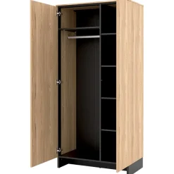 Garnero Arredamenti Armadi E Madie Ingresso|Armadio Ante Battenti-Armadio 92x196h cm 2 ante rovere nero Alabaster