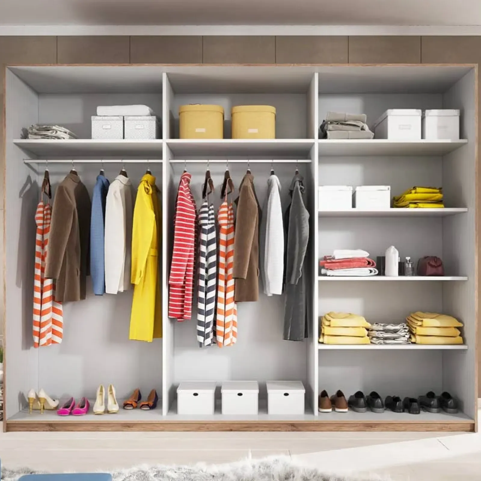 Garnero Arredamenti Armadio Ante Scorrevoli|Guardaroba-Armadio 270x210h cm 2 ante scorrevoli bianco opaco rovere Nexus Gihome®