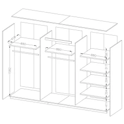 Garnero Arredamenti Armadio Ante Scorrevoli|Guardaroba-Armadio 270x210h cm 2 ante scorrevoli bianco opaco rovere Nexus Gihome®