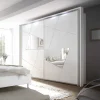 Garnero Arredamenti Armadio Ante A Specchio|Armadio Ante Scorrevoli-Armadio 243x230h cm 2 ante scorrevoli bianco frassinato opaco con serigrafia e specchio Olimpo