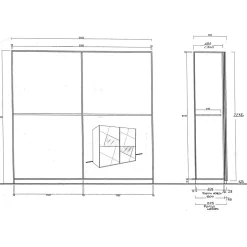 Garnero Arredamenti Armadio Ante A Specchio|Armadio Ante Scorrevoli-Armadio 243x230h cm 2 ante scorrevoli bianco frassinato opaco con serigrafia e specchio Olimpo