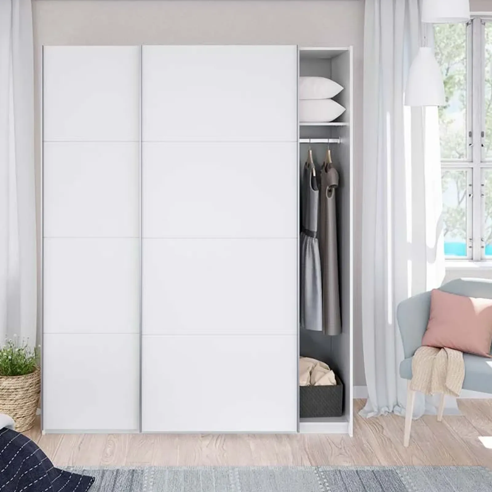 Garnero Arredamenti Armadio Cameretta|Armadio Ante Scorrevoli-Armadio 150X200h cm 2 ante scorrevoli bianco opaco Taylor