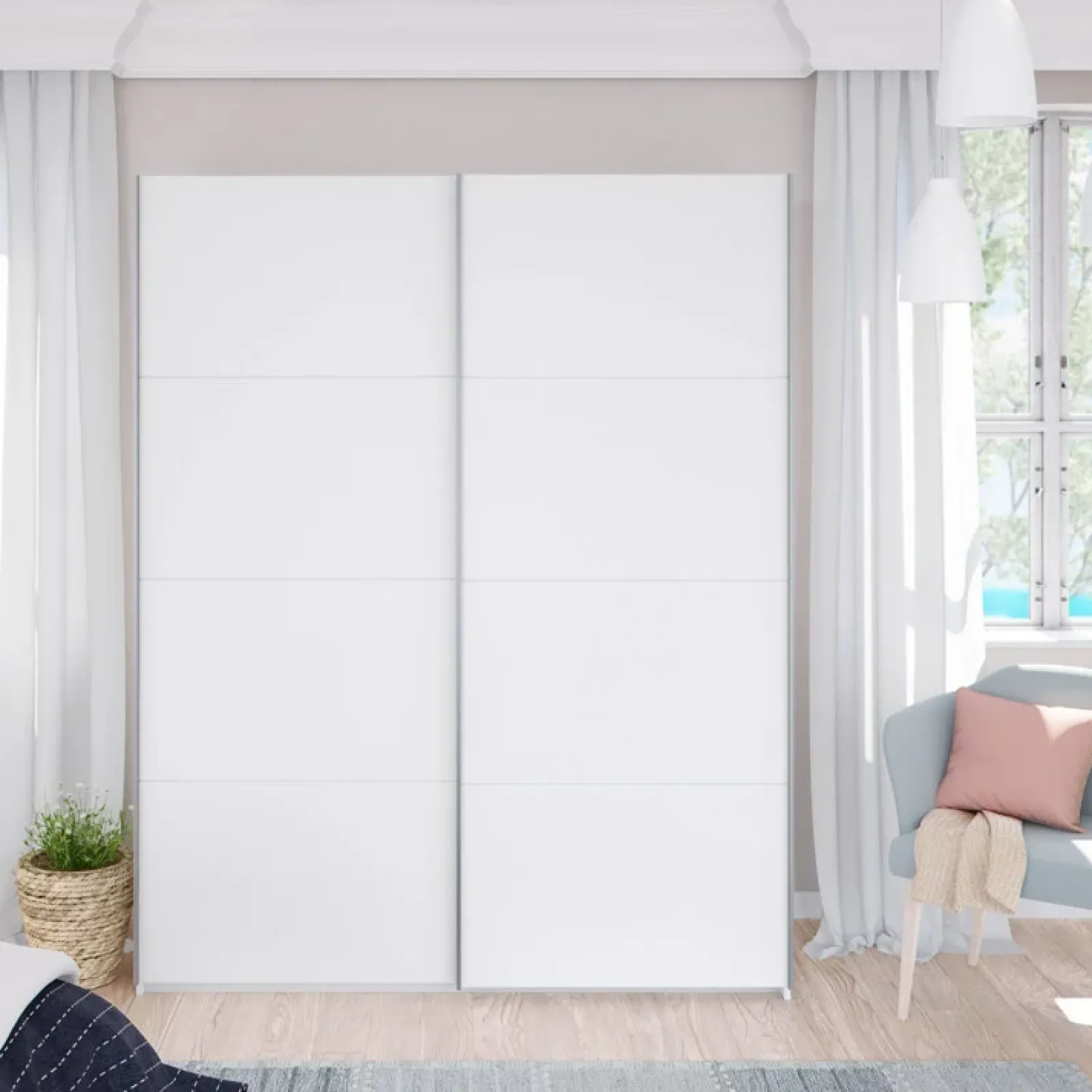 Garnero Arredamenti Armadio Cameretta|Armadio Ante Scorrevoli-Armadio 150X200h cm 2 ante scorrevoli bianco opaco Taylor