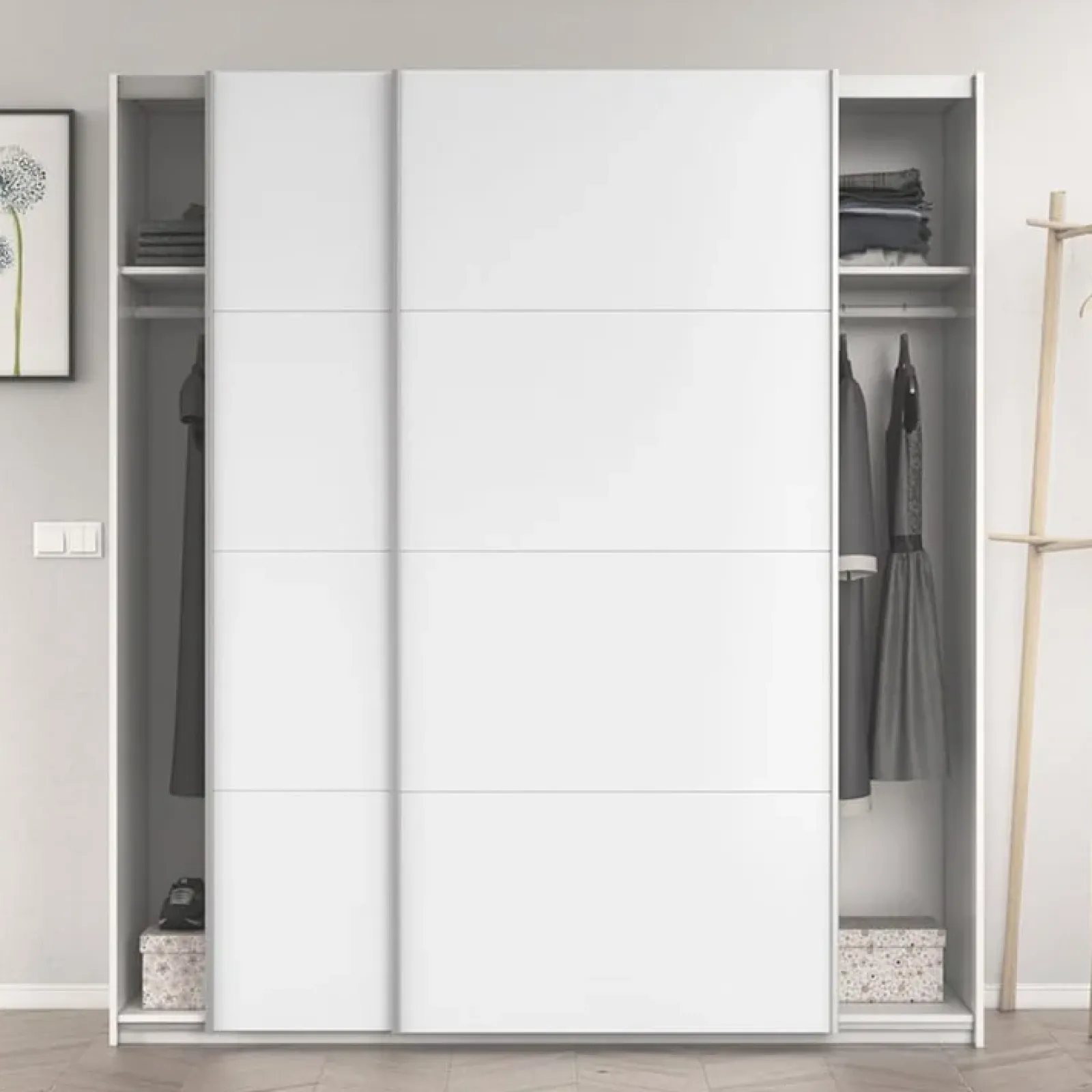 Garnero Arredamenti Armadio Cameretta|Armadio Ante Scorrevoli-Armadio 150X200h cm 2 ante scorrevoli bianco opaco Taylor