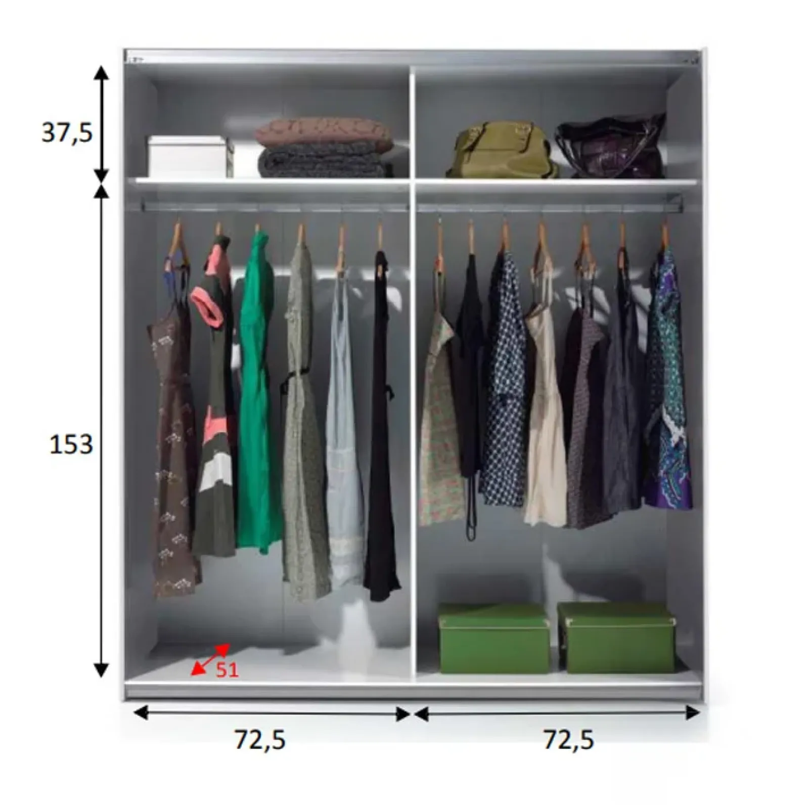 Garnero Arredamenti Armadio Cameretta|Armadio Ante Scorrevoli-Armadio 150X200h cm 2 ante scorrevoli bianco opaco Taylor