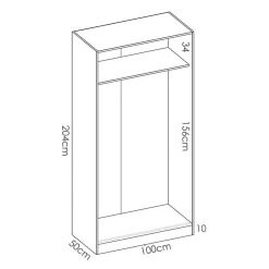 Garnero Arredamenti Armadio Cameretta|Armadio Ante Scorrevoli-Armadio 100x204h cm 2 ante scorrevoli Royal Bianco Lucido