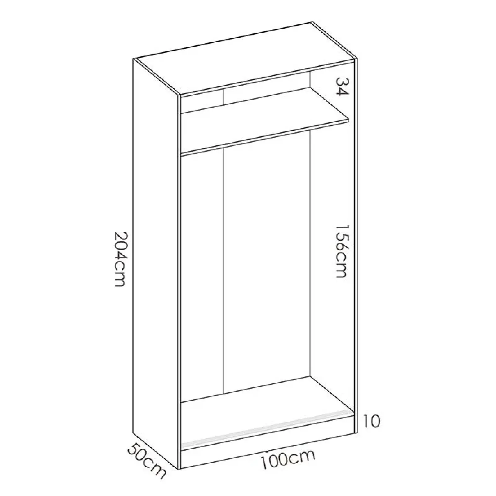 Garnero Arredamenti Armadio Cameretta|Armadio Ante Scorrevoli-Armadio 100x204h cm 2 ante scorrevoli Royal Bianco Lucido