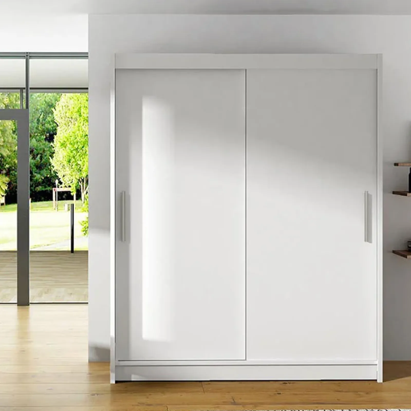 Garnero Arredamenti Armadio Ante Scorrevoli|Guardaroba-Armadio 150x200h cm 2 ante scorrevoli design bianco Vilma Bianco Opaco